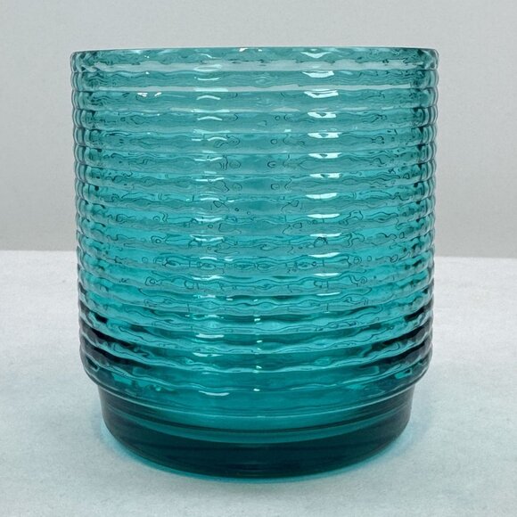 Set Of 4 Tiki Face Teal Blue Plastic Tumblers Ribbed Dishwasher Safe 16 oz - Picture 4 of 10